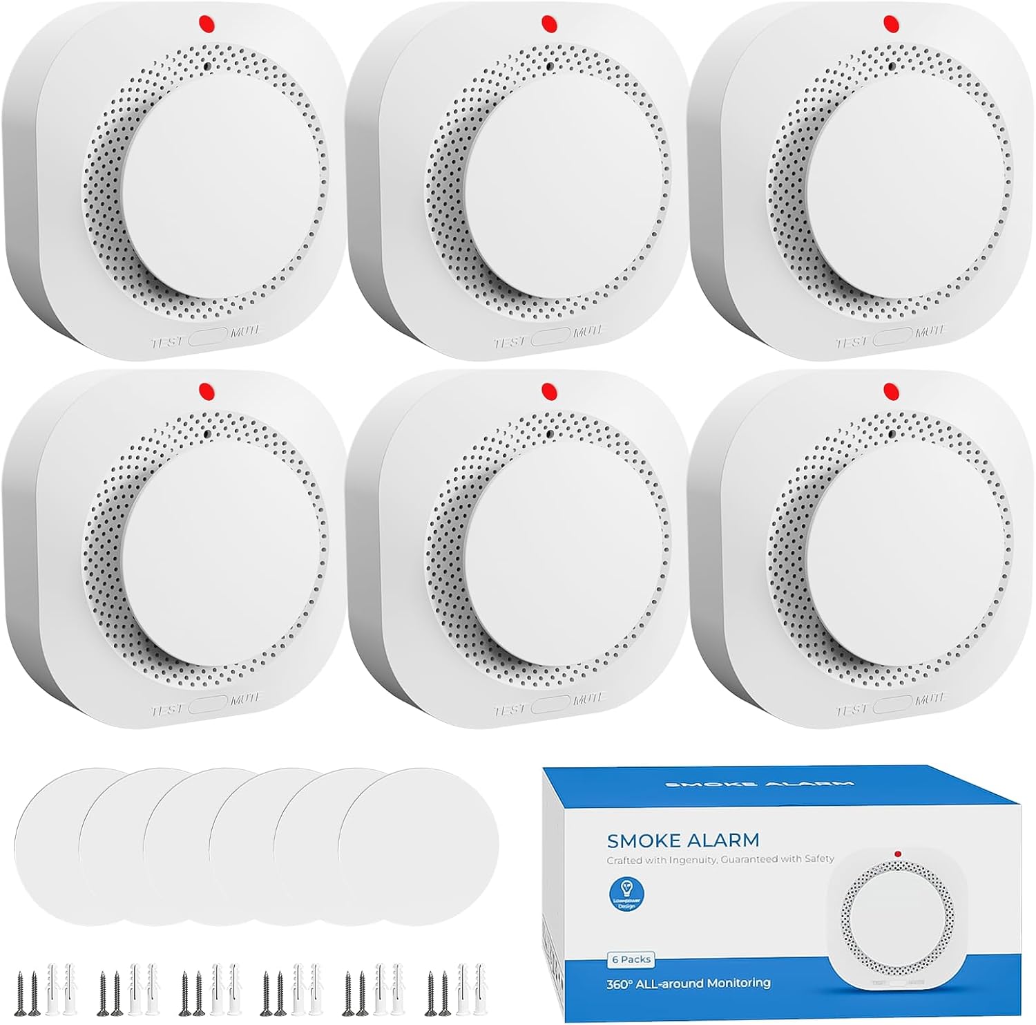 Smoke Detectors for Home,Photoelectric Wireless Fire Alarms Replaceable Battery Powered,Portable Smoke Alarm with Test/Mute Button,Attic Smoke Detector,8 Pcs