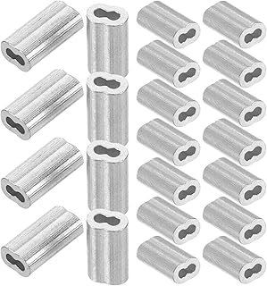 Generic Aluminum Crimping Loop Sleeve:100 pcs Double Hole Type Wire Rope Aluminum Sleeve for Wire Rope and Cable,Wire Rope Diameter: 1.0mm