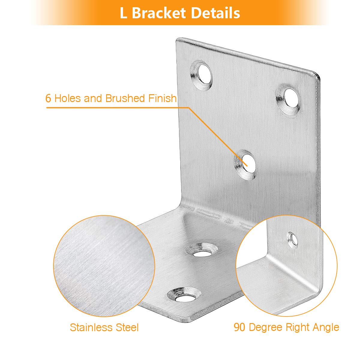 Snapklik.com : 22Pcs Stainless Steel Corner Brackets 2"x2"x2" Heavy ...
