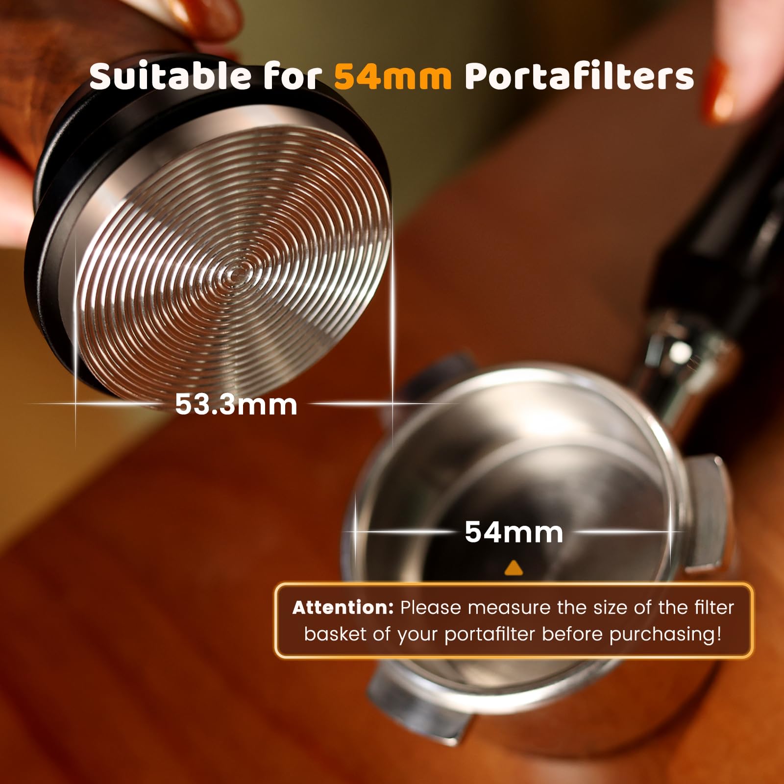 HOLIHOKY 54mm Tamper, Spring Loaded Coffee Tamper 54mm Self Levelling - Image 4