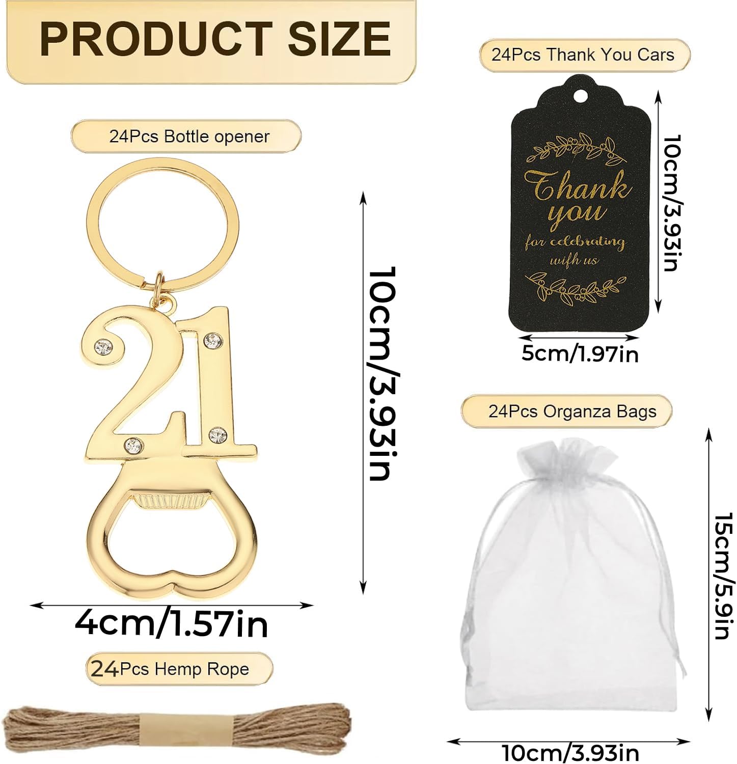 24 Set 21th Birthday Party Favors for Guests Bottle Opener Keychain Bulk Rhinestones 21 Souvenirs Gift Opener for 21Wedding Anniversary Decor,Cheers to 21 Years (21th opener)