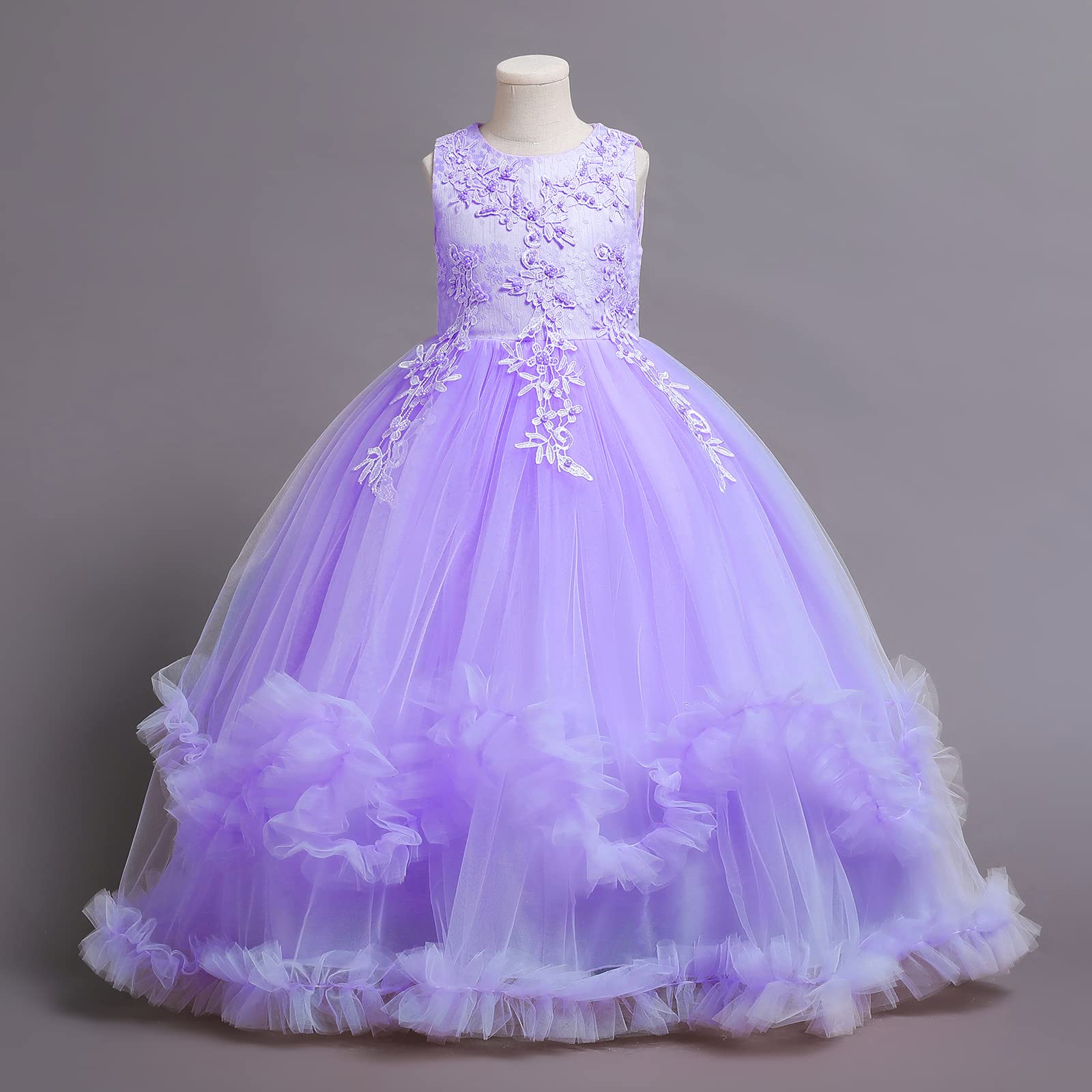 IMEKIS Vestido de niña de flores princesa de encaje tutú lentejuelas Bowknot vestido festivo fiesta dama de honor boda cumpleaños largo desfile vestido de fiesta …