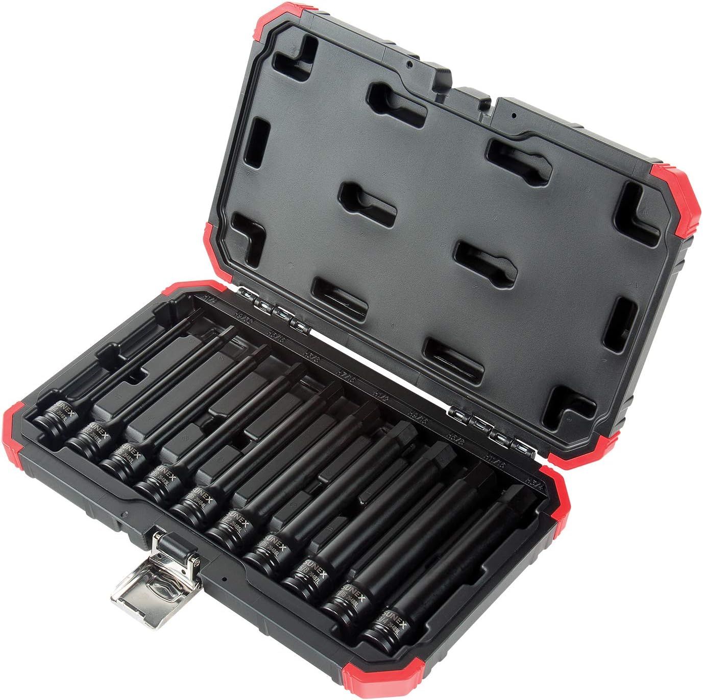 Sunex 2638L, ½" Drive, 6" Long SAE Master Impact Hex Driver Set, 10Piece, 1/4" To 3/4", Cr-Mo Steel, Dual Size Markings, Heavy Duty Storage Case, Meets ANSI Standards
