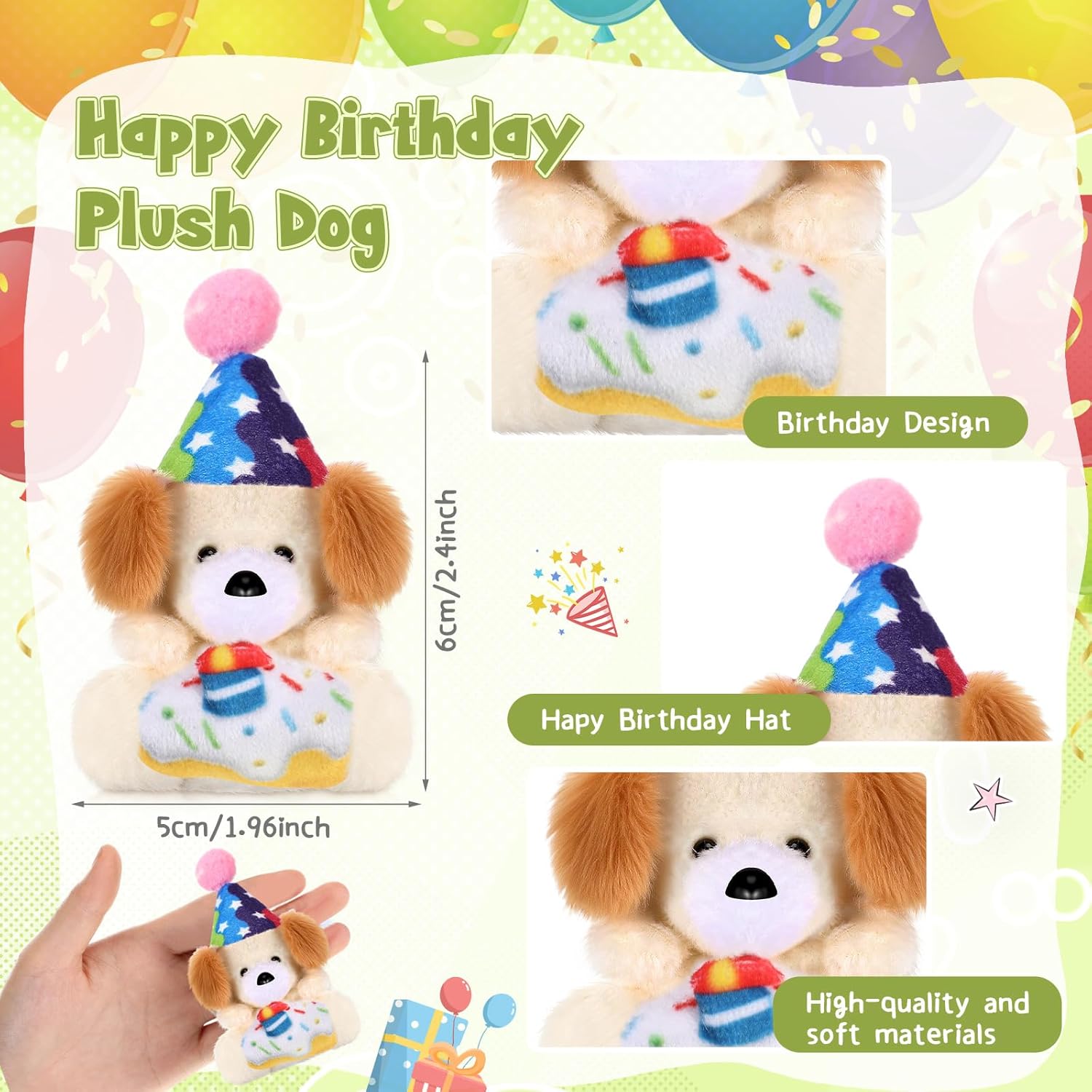 24 Set Birthday Classroom Gifts for Students Mini Stuffed Animals Bulk with Gift Box Tiny First Day of School Plush Keychains for Birthday Party Goodie Bag Rewards Prizes(Dogs)
