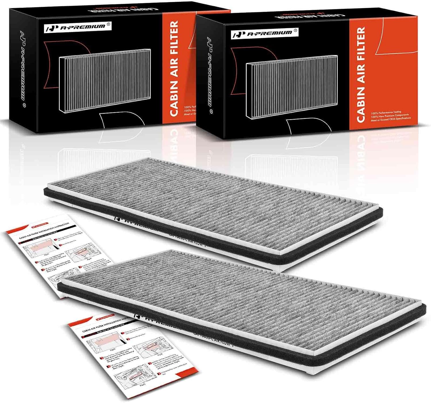 A-Premium 2-PC Cabin Air Filter with Activated Carbon Compatible with Land Rover Range Rover 2003-2013 & BMW X5 2000-2006, Replace# 64318409043
