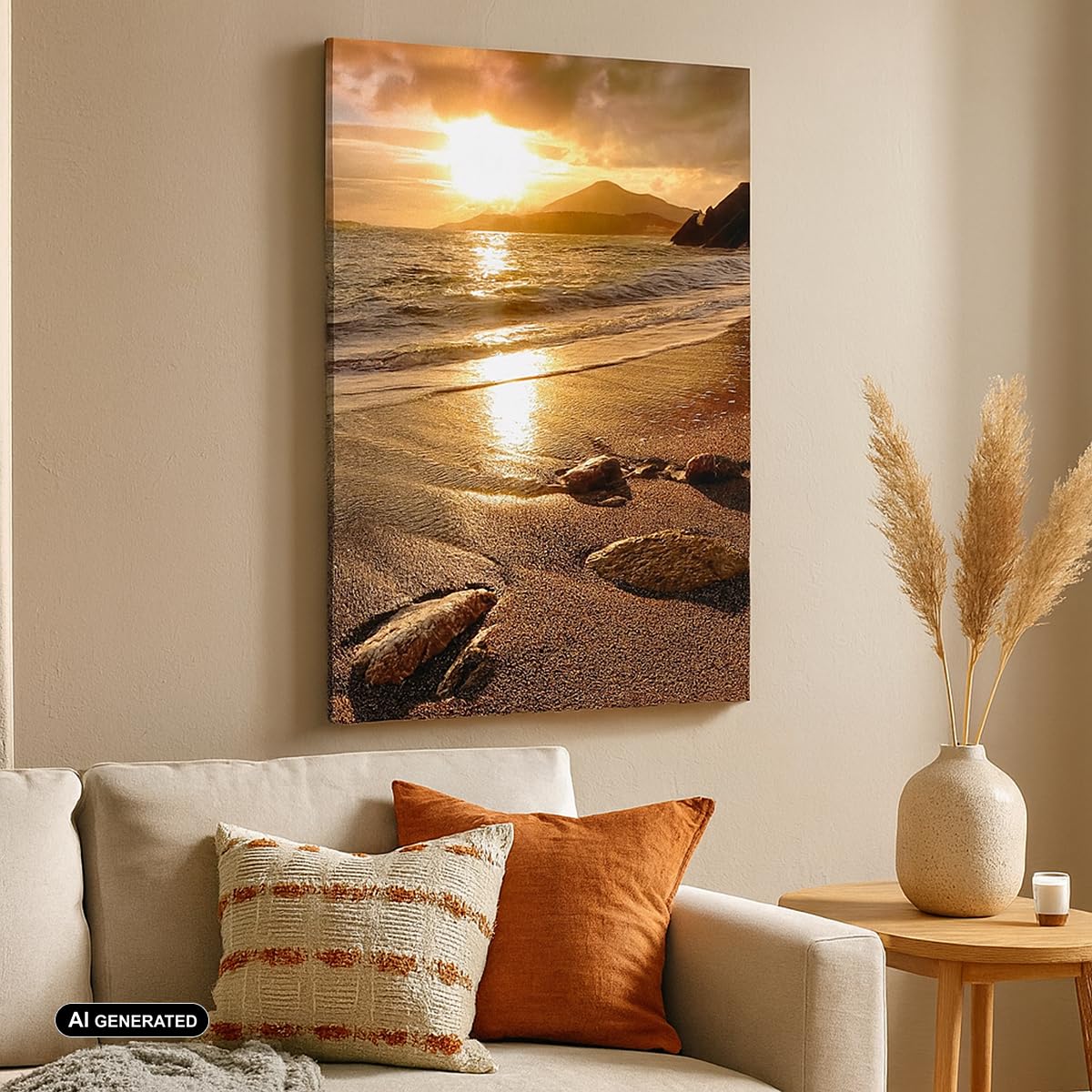 ARTTOR Moderno Quadro su Tela 50x70 cm Verticale Paesaggi Marino - 2527 | Spiaggia Nuvole Sera Quadro Decorativo Piccolo Soggiorno Camera da Letto Decorazione da Parete Arte da Parete ARTTOR
