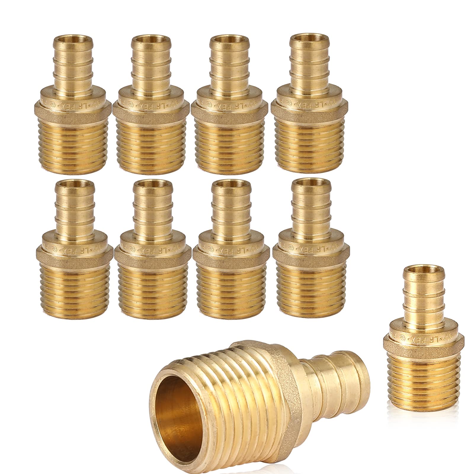 PEX 3/10.2 cm x 3/10.2 cm NPT adapter z gwintem męskim, mosiężne adaptery zaciskowe Pex Dopasowanie do rur PEX w pracach hydraulicznych