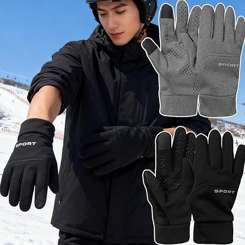 Miniatura 5 de Guantes de invierno para hombres y mujeres, guantes de ciclismo resistentes al viento para clima frío para hombres, guantes de correr al aire libre