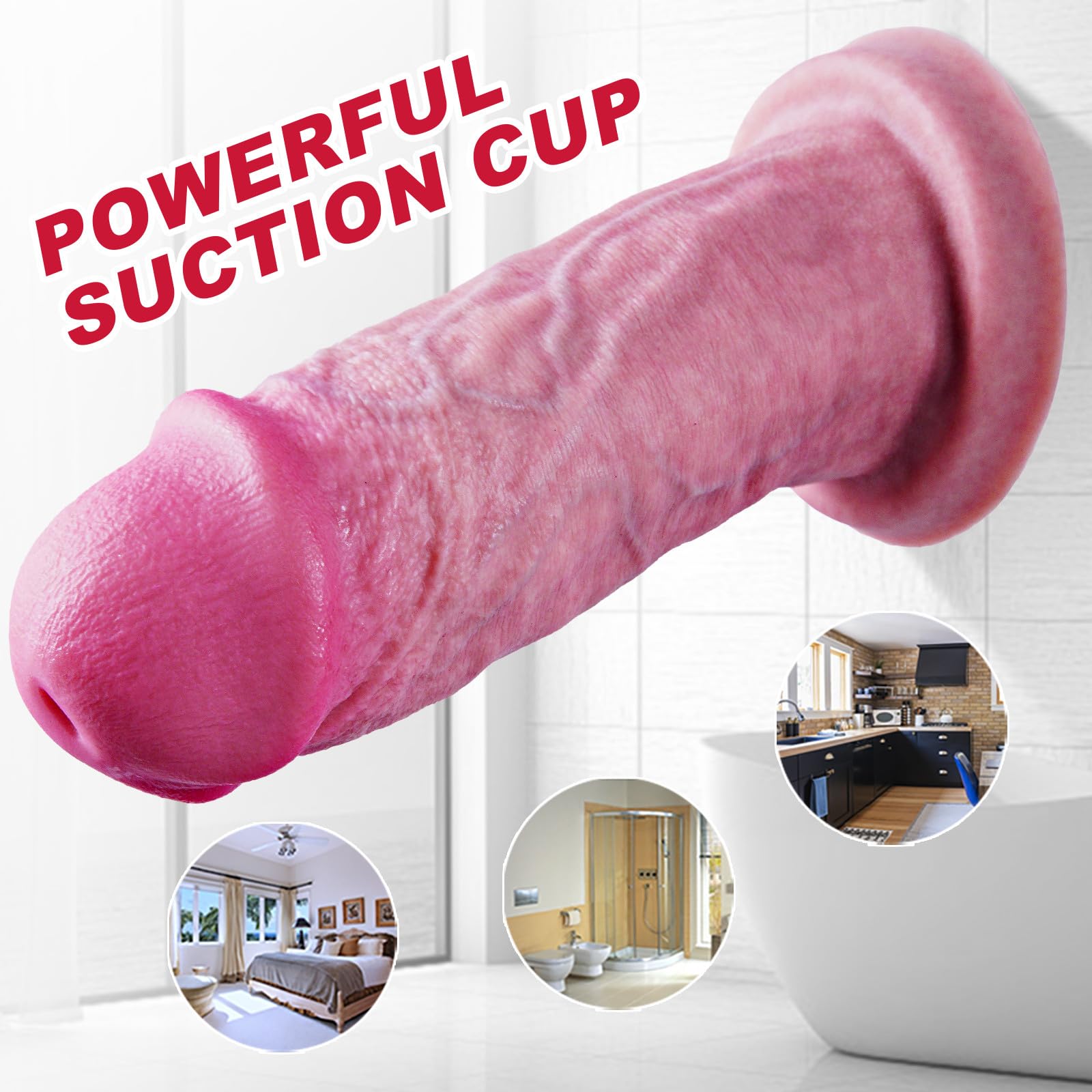 Dildo gigante in silicone extra spesso con ventosa da 8,7 cm di diametro, dildo realistico per punto G da 26,5 cm, sex toy anale XXL per uomini e donne esperti.