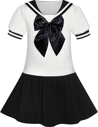 Sunny Fashion Girls Dress Sailor School Uniform Navy Suit Size 6-14