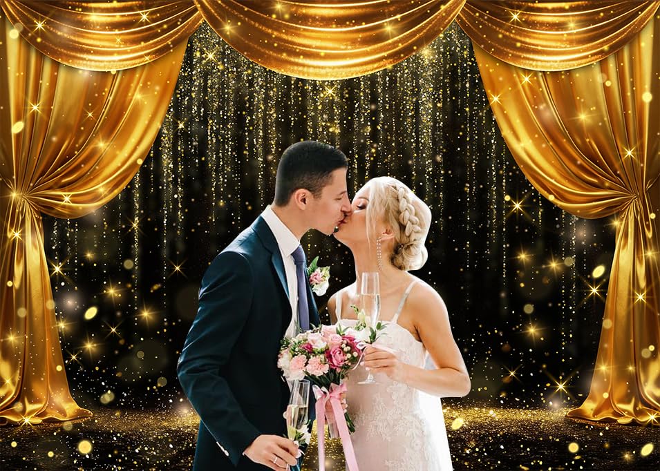 Fondo Fotográfico Negro y Dorado 7x5ft Para Eventos miniatura 3