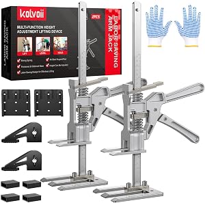 Kolvoii Labor Saving Arm Jack 2 Pack, Stainless Steel Furniture Lifter, Hand Lifting Jack Tool for Cabinet, Door, Floor, Drywall Installation, 10" Lift Range