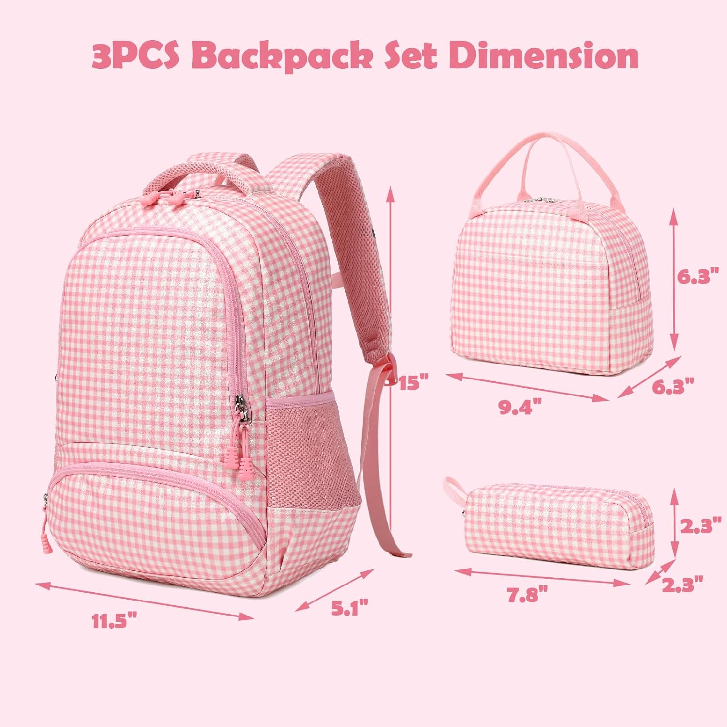 Kimwadalh School Backpack for Girls, Backpack with Lunch Box Pencil Case for Preschool Elementary High School Girls Boys