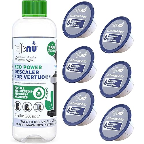 Caffenu Vertuo Descaling Kit 200ml & 6 Vertuo Cleaning Pods | Cleaning Kit for Vertuo Machine | Removes Limescale & Coffee Machine Build-up