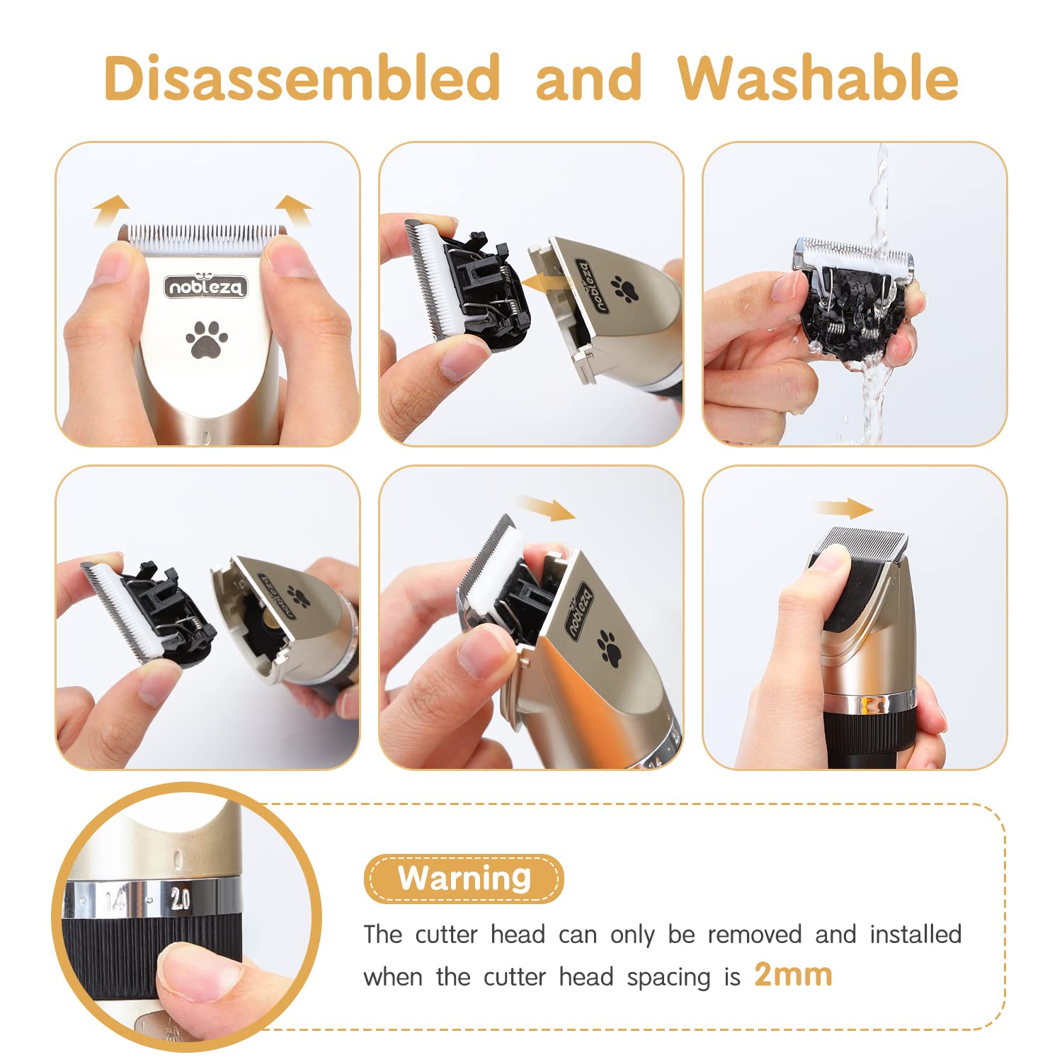 Nobleza - Tosatrice per Cani Kit Professionale Toelettatura Gatti Animali Pet Tosatore Clipper Ricaricabile Grooming Clipper Lungo Capelli Corti, Capelli Ricci