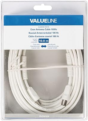 Valueline VLSB40010W100 Cavo Antenna Coassiale Maschio Femmina 100 dB Bianco Valueline VLSB40010W100 Cavo Antenna Coassiale Maschio Femmina 100 dB Bianco