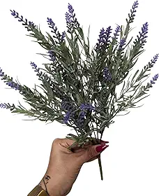 KINDU - Buquê de Lavanda Lilás – 36 cm | 7 Galhos com Folhagem | Arranjo Artificial Premium