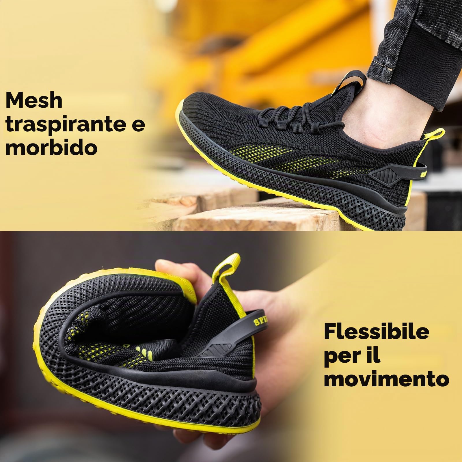 SPIEZ Scarpe Antinfortunistiche Unisex con Puntale Composito, Leggero Scarpe da Lavoro Antiforatura per Uomo e Donna, Comode Sneakers alla Moda da Lavoro e da Indossare Quotidiana