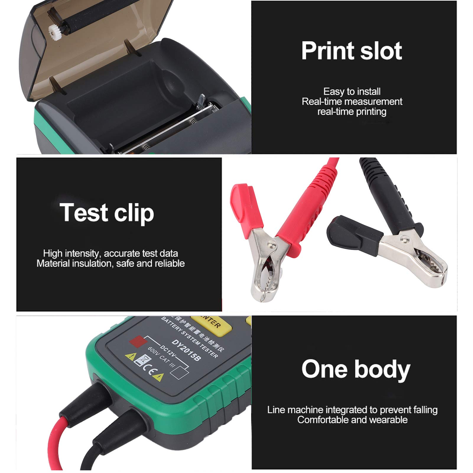 Tester Batterie Auto, Analizzatore Diagnostico 12 V con Stampante Integrata, Strumento per Controllo di Batteria, Avviamento e Sistema di Ricarica in Garage e Officina