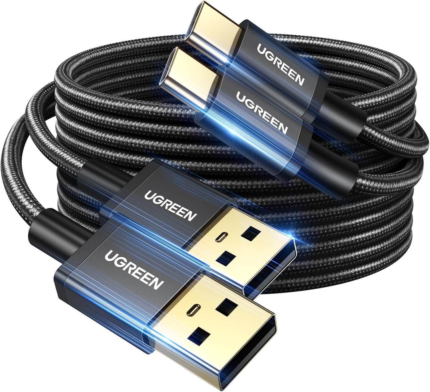 UGREEN Type C Cable, 2M 2Pack Fast Charging USB A to Type C Cable, Nylon Braided Charging USB-C Cord Compatible with iPhone 17/16/15 Series, Samsung, Huawei, Nintendo Switch, Xiaomi, Vivo, Oppo