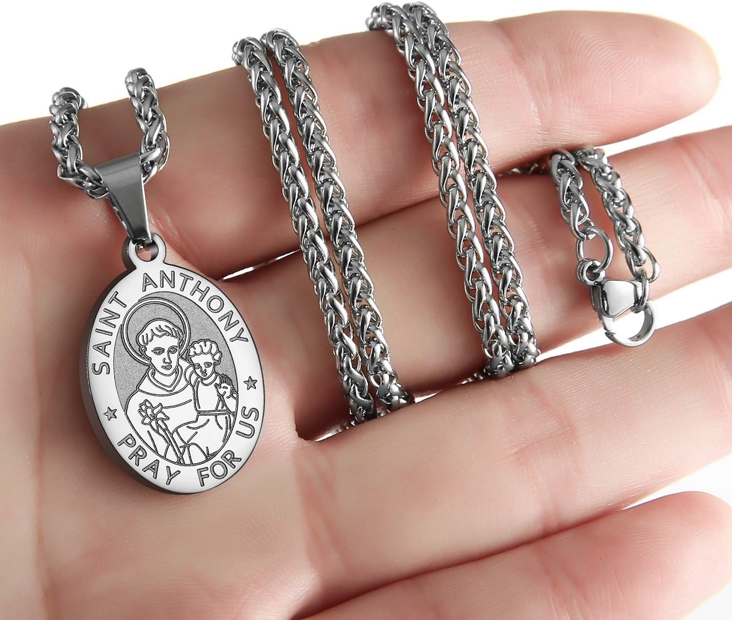 Zocomi Catholic First Communion/Confirmation Gifts for Boys Men,Saint Christopher/Michael/Anthony/Jude/Joseph Medal Necklace,Oval Saint Patron Medal Religious Amulet Gifts - Image 4