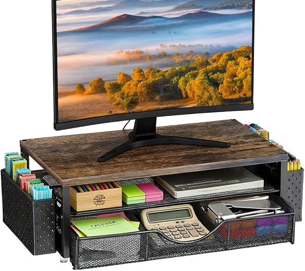Ruioomeep rialzo monitor a due livelli con cassetto