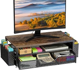 Monitor Stand, 2 Tier Monitor Stand, Desk Organizer | with Drawer and 2 Pen Holder, Laptop Stand, Computer Stand, Underbuild Screen, for Monitor Laptop Printer