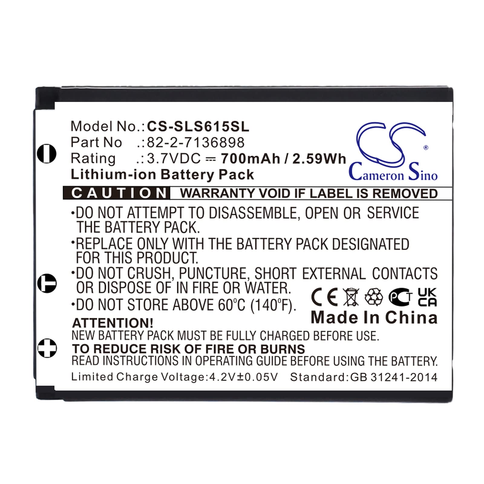 CS Cameron Sino 3.7V 700mAh / 2.59Wh Replacement Battery for SteelSeries 61527, Arctis Nova Pro, 82-2-7136898