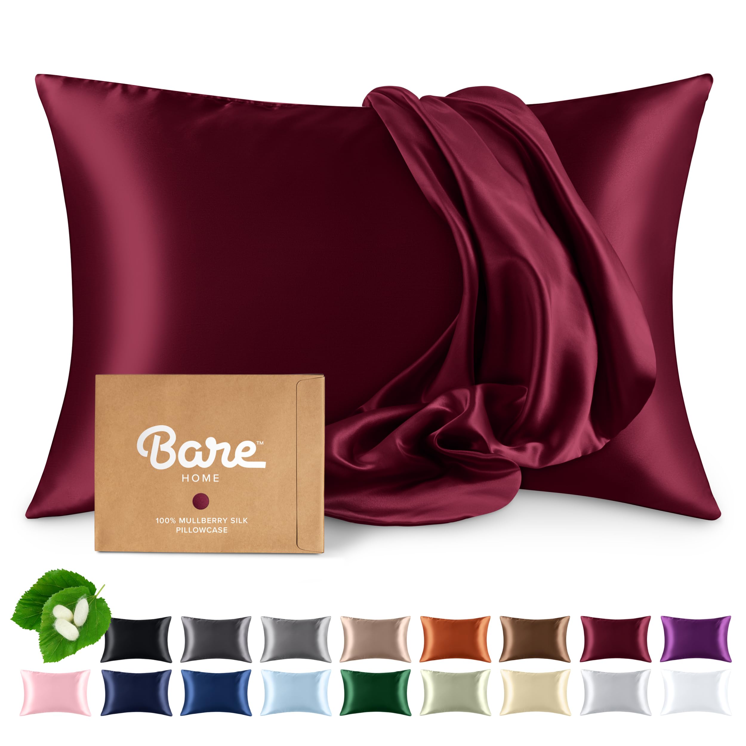 Bare Home 100% Mulberry Silk Pillowcase