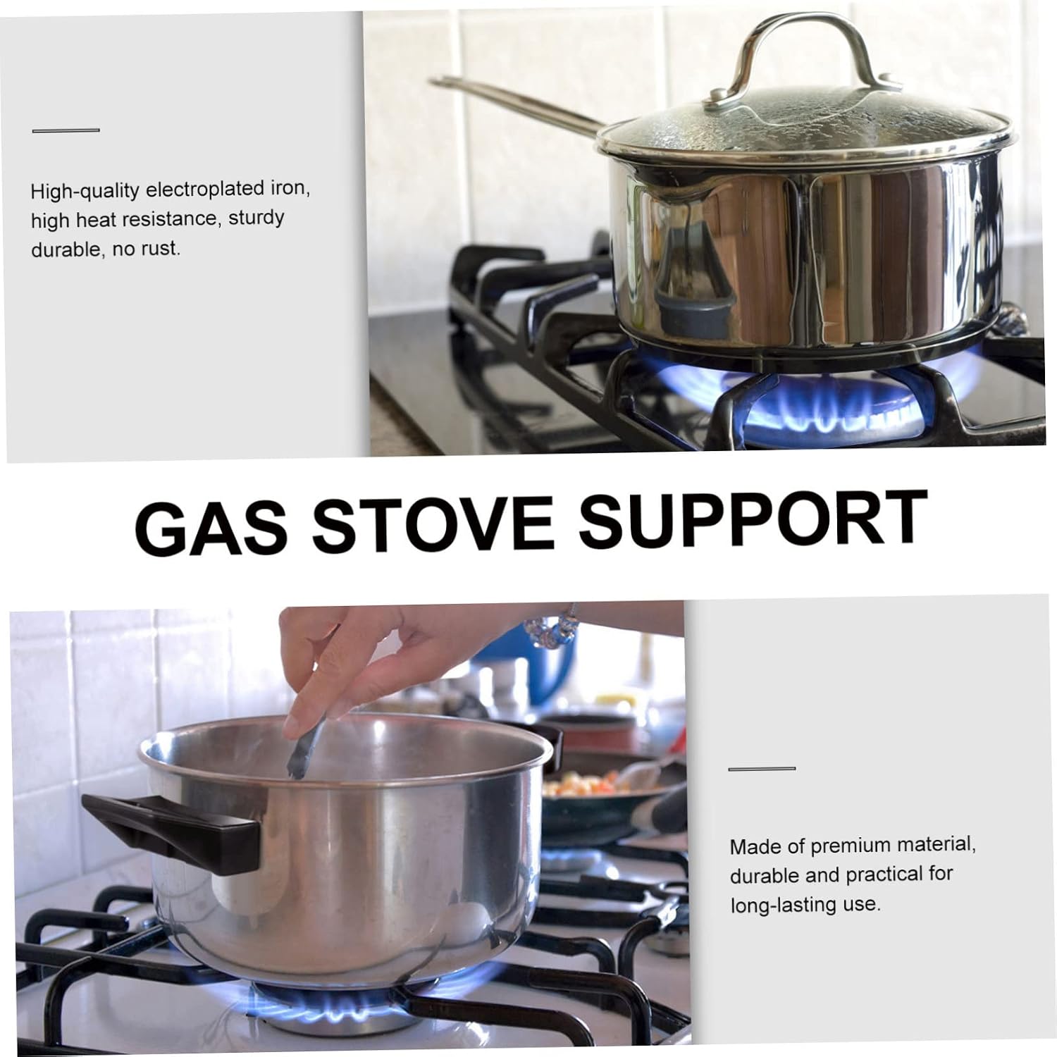SHOWERORO Cast Iron Gas Stove Rack Non-slip Pan Support Bracket for Even Heating Easy Installation Kitchen Essential