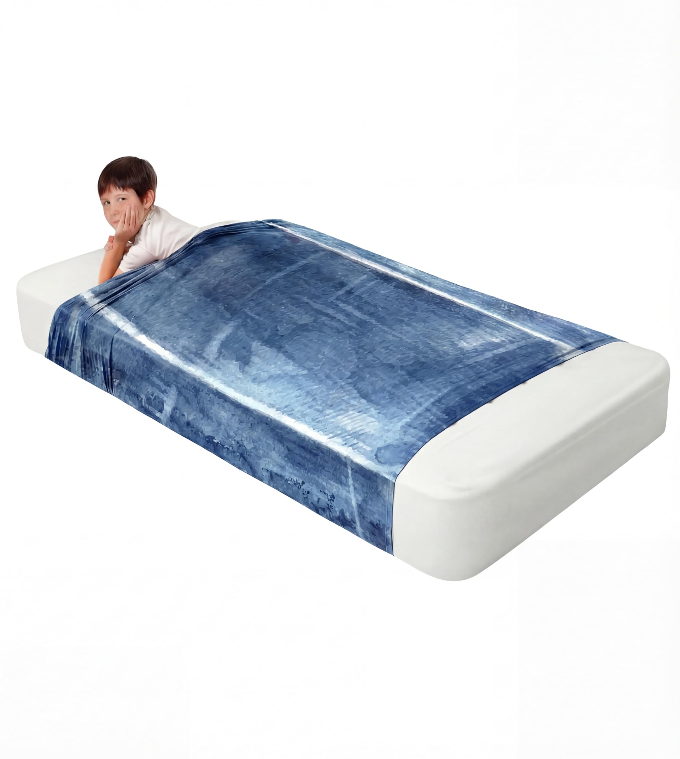 Deep Pressure Sensory Bed Sheet – [Twin] Sensory Compression Sheet Breathable Sleep Pod Blanket for Better Sleep Support – Calming Compression Blankets for Kids and Adults (Classic Denim, Twin)