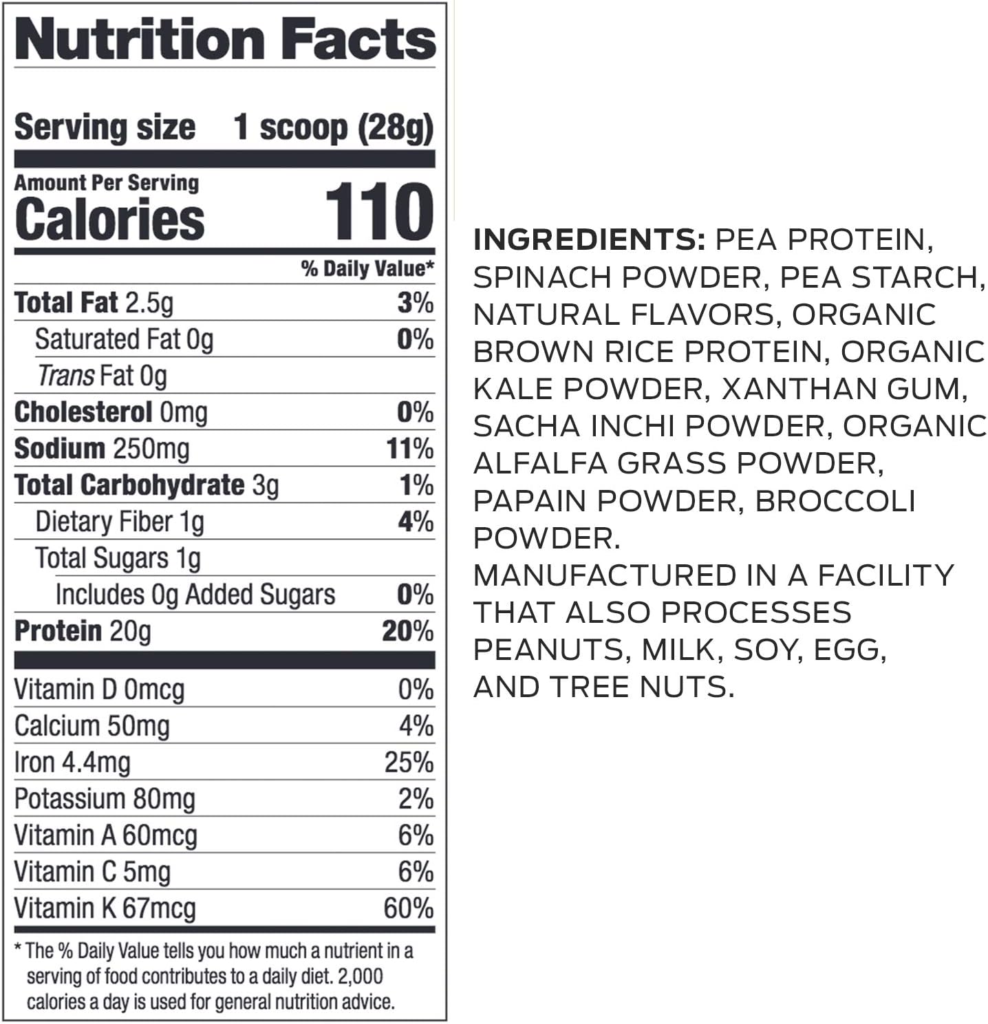 Vega Protein and Greens, Plain Unflavored, Vegan Protein Powder, 20g Plant Based Protein, Low Carb, Keto, Dairy Free, Gluten Free, Non GMO, Pea Protein for Women and Men, 1.3 Pounds (21 Servings) : Health & Household