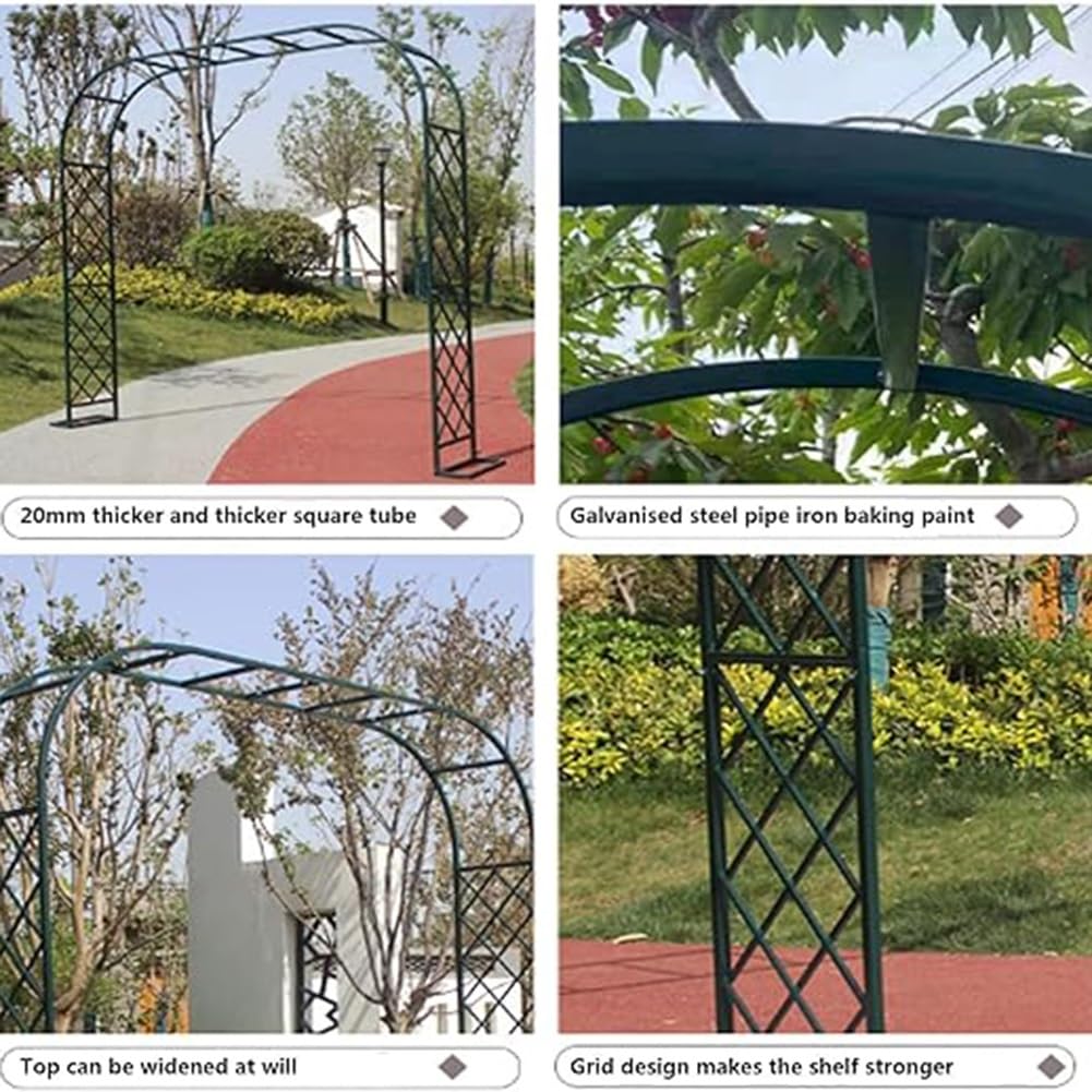 Zewnętrzny metalowy łuk ogrodowy - ocynkowana czarna altana pergola do roślin pnących, dekoracja ślubna i imprezowa, 300 x 40 x 230 cm, stylowa i solidna konstrukcja