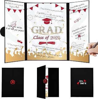 Togvu Graduation Signature Book Black Red, Creative Graduation Congrats Guest Book Alternative, 2025 Graduate Party Decorations, Grad Signing Card Board for High School & College Celebrations