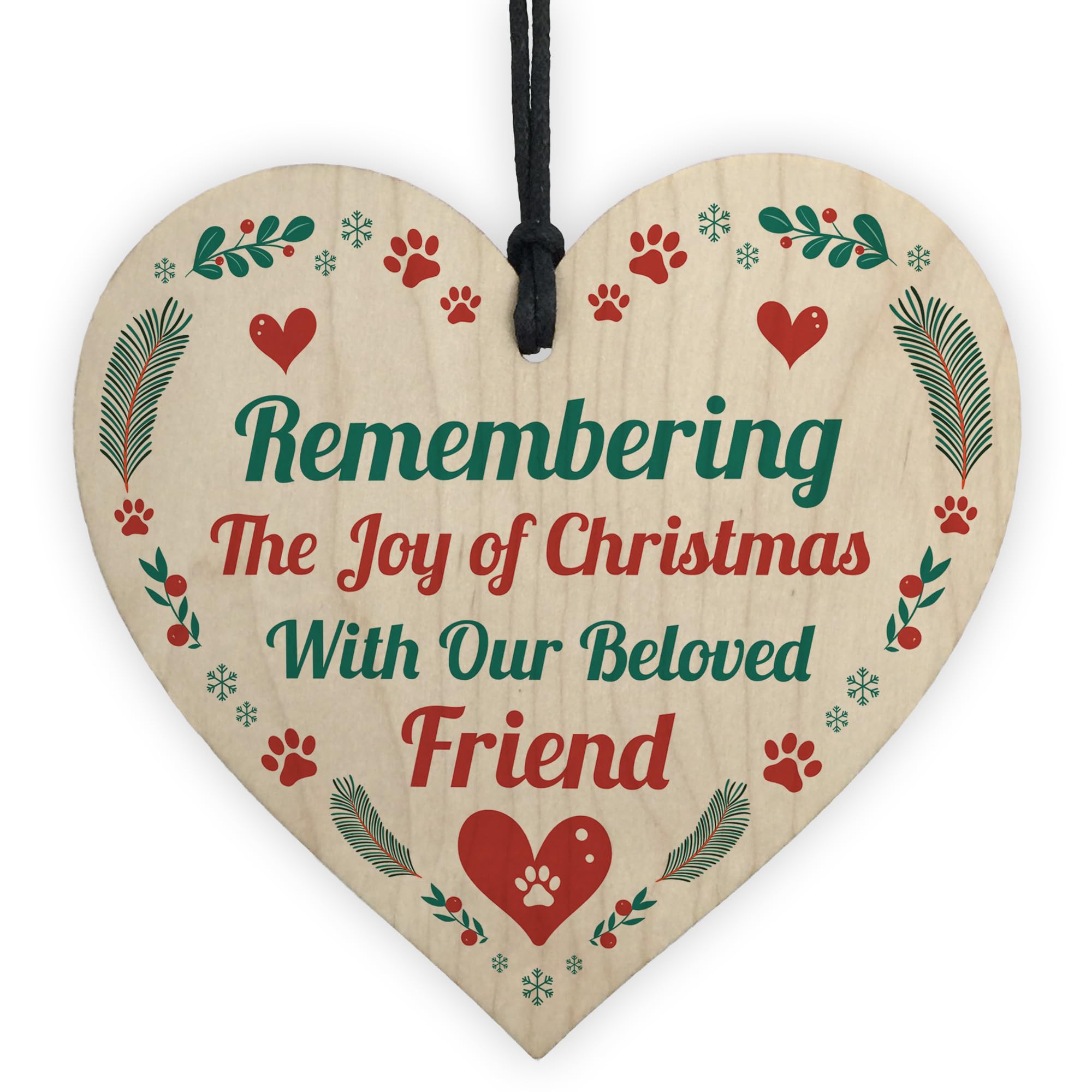 Red Ocean Pet Memorial Christmas Tree Decoration Hanging Heart Bauble Dog Memorial Christmas Decoration Keepsake