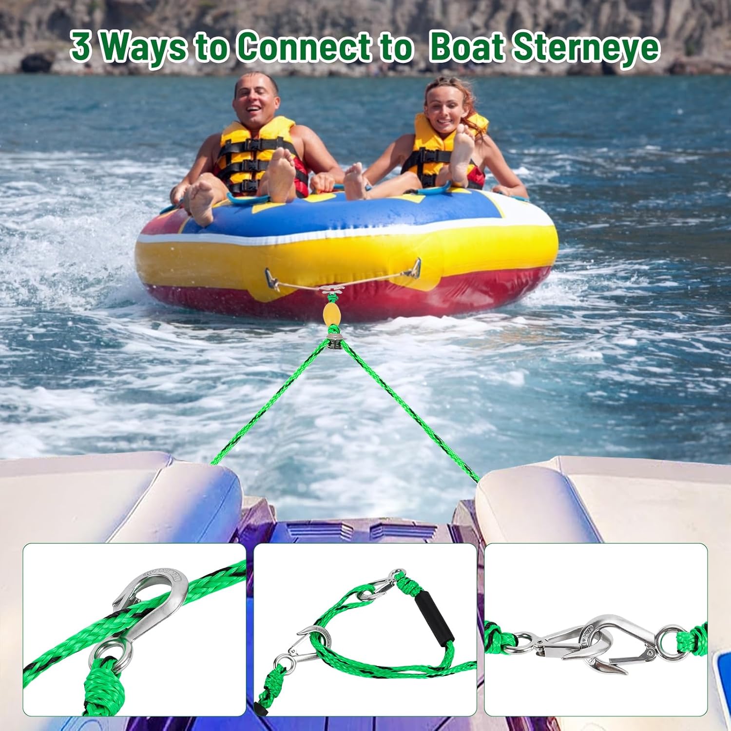 Watersports Heavy Duty Tow Harness with D Rings,Boat Tow Harness for Towing Towable Tube, Water Ski, Wakeboard