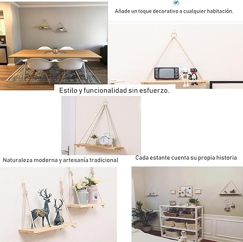 Miniatura 5 de Estantes flotantes 1 paquete de madera de alta calidad para colgar en la pared de estantes para macetas de plantas o macetas, estantes flotantes
