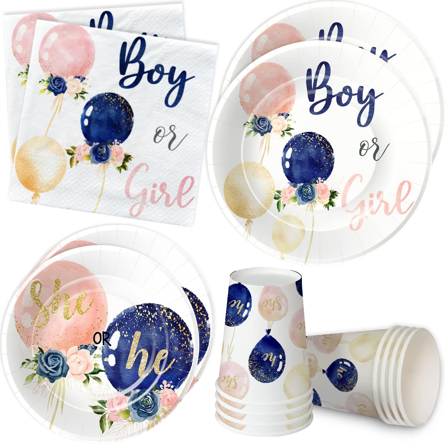 Xigejob Gender Reveal Party Supplies Tableware Boy or Girl Gender Reveal Party