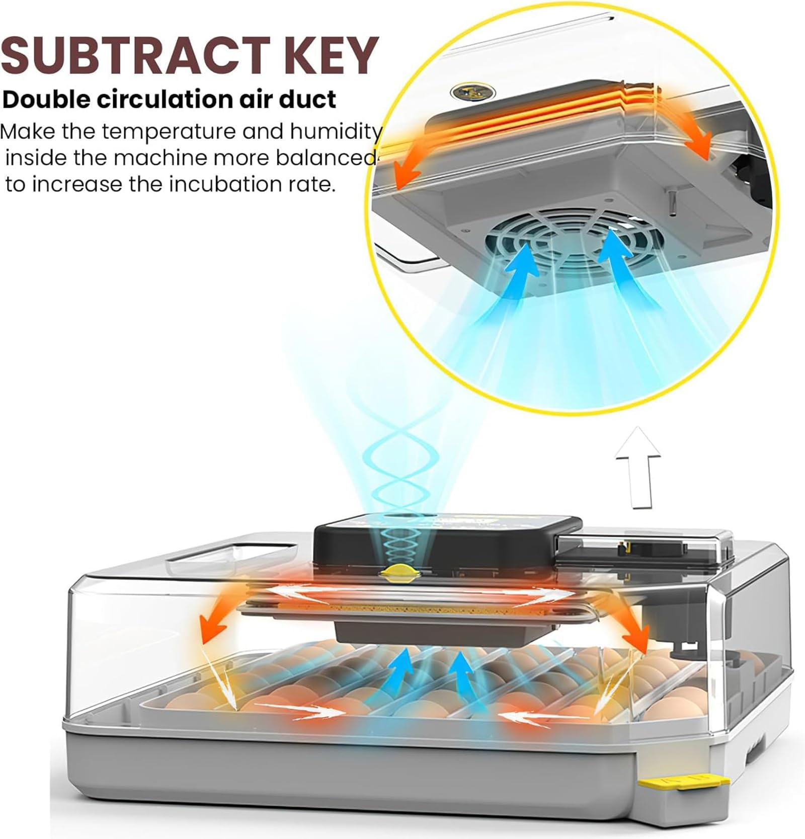 Incubadora de huevos de giro automático con control de temperatura y humedad para 48 huevos, dispositivo de incubación para aves de corral, palomas y aves de caza con alarma de vela de huevo
