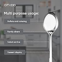 Vista 4 de Cuchara de servir buffet – Paquete de 6 – Cucharas de acero inoxidable – Cuchara de cocina de mango largo de metal