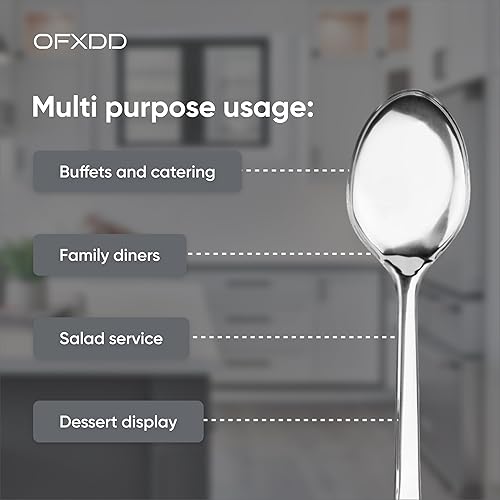 Miniatura 4 de Cuchara de servir buffet Paquete de 6 Cucharas de acero inoxidable Cuchara de cocina de mango largo de metal