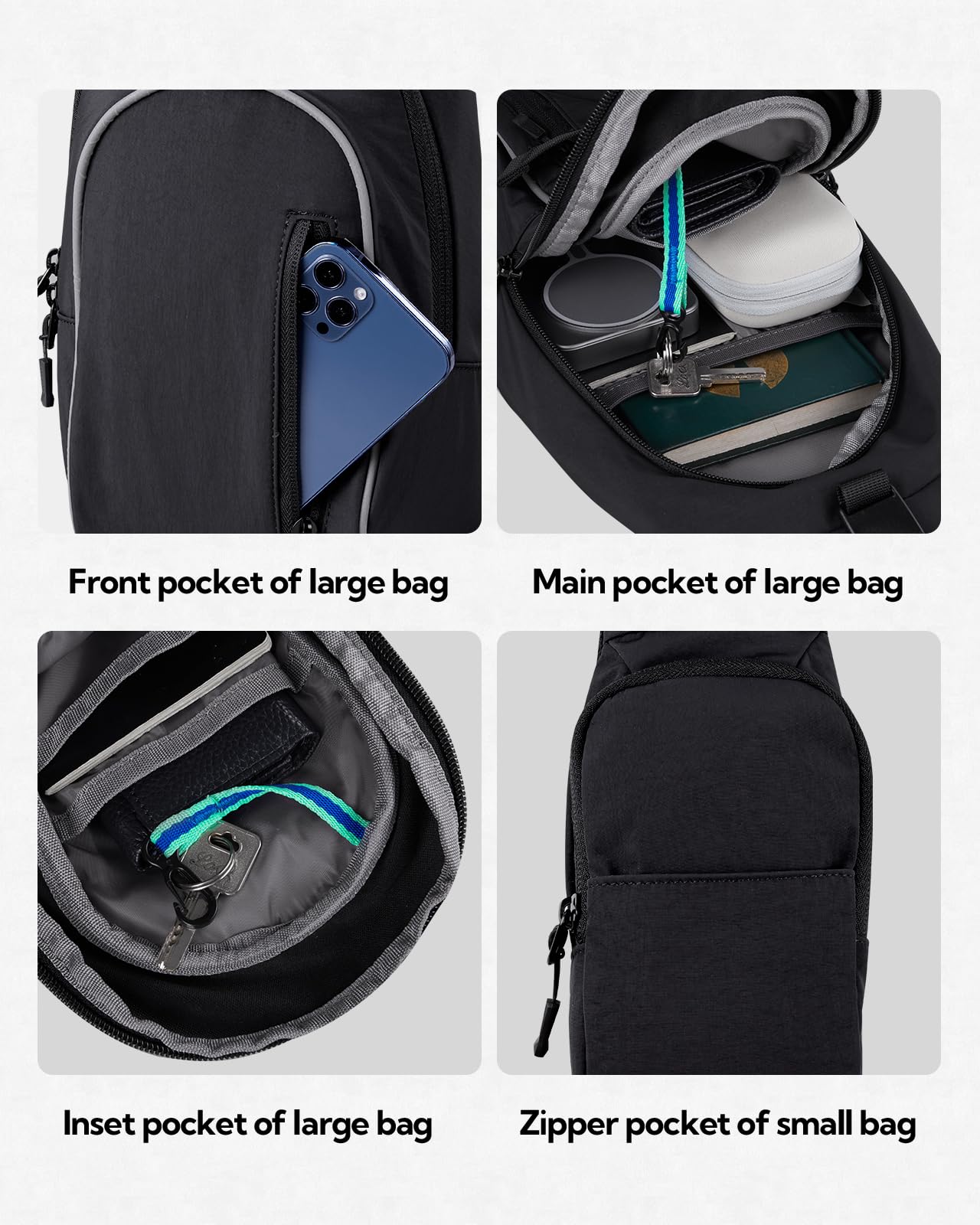 WATERFLY Torba na klatkę piersiową, torba na ramię, męska, mała torebka męska, torebka Sling Bag, damska torba listonoszka, crossbody, do uprawiania sportów na świeżym powietrzu, podróży, jazdy na