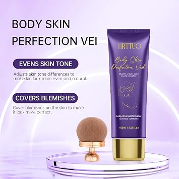 Body Coverage Perfector, Waterproof Leg & Body Makeup for Tattoo & Scar Cover Up, No Transfer Coverage Concealer with Brush, All Over Complexion Perfector for All Skin Tones (Natural Radiance)