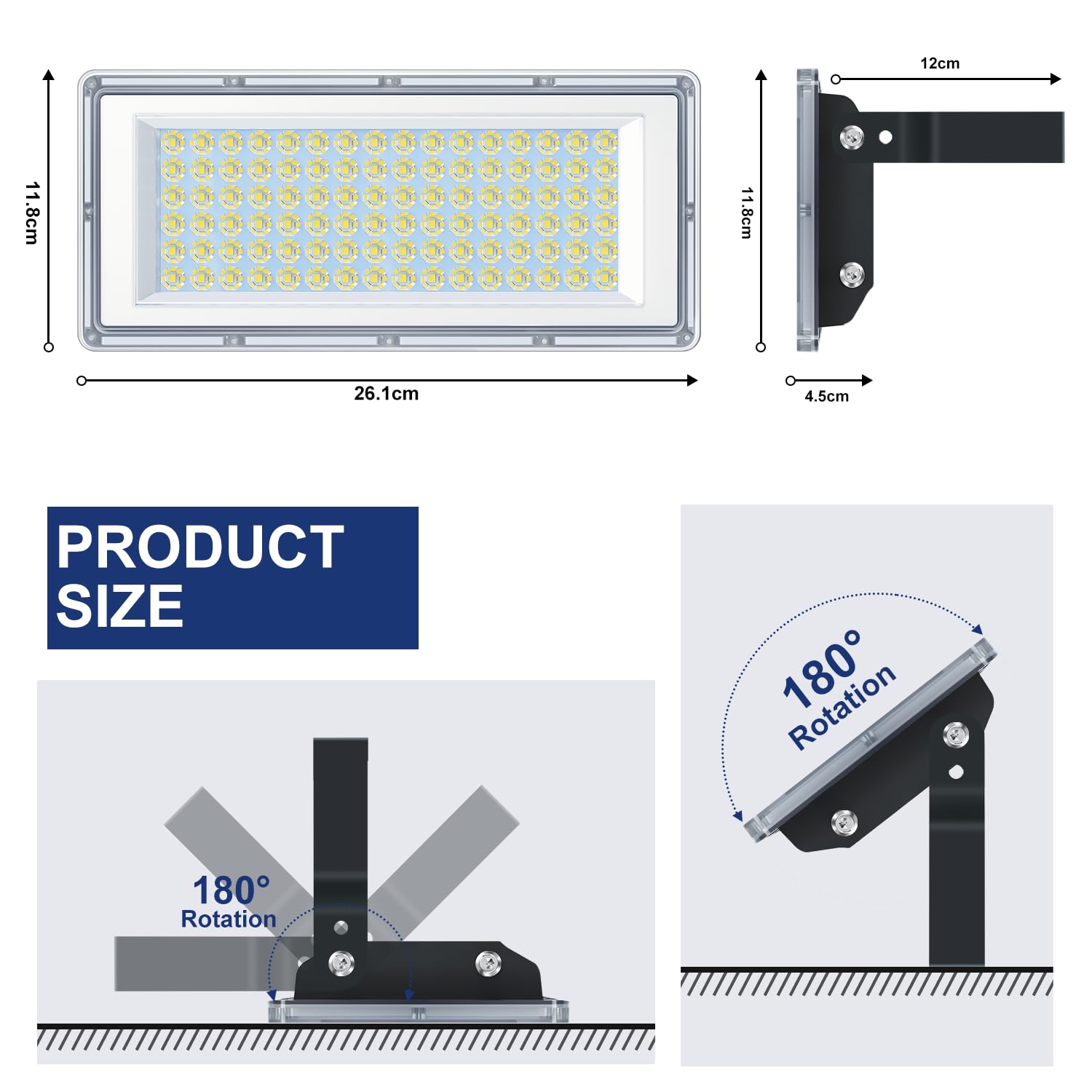 Projecteur LED Extérieur 100W, 10000LM 6500K Spot LED Extérieur