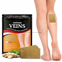 Varicose Veins Relief Patches for Legs (12 PCS) – Herbal Leg Support Patch with Turmeric & Natural Extracts – Comfortable Adhesive for Tired & Heavy Legs – For Men & Women