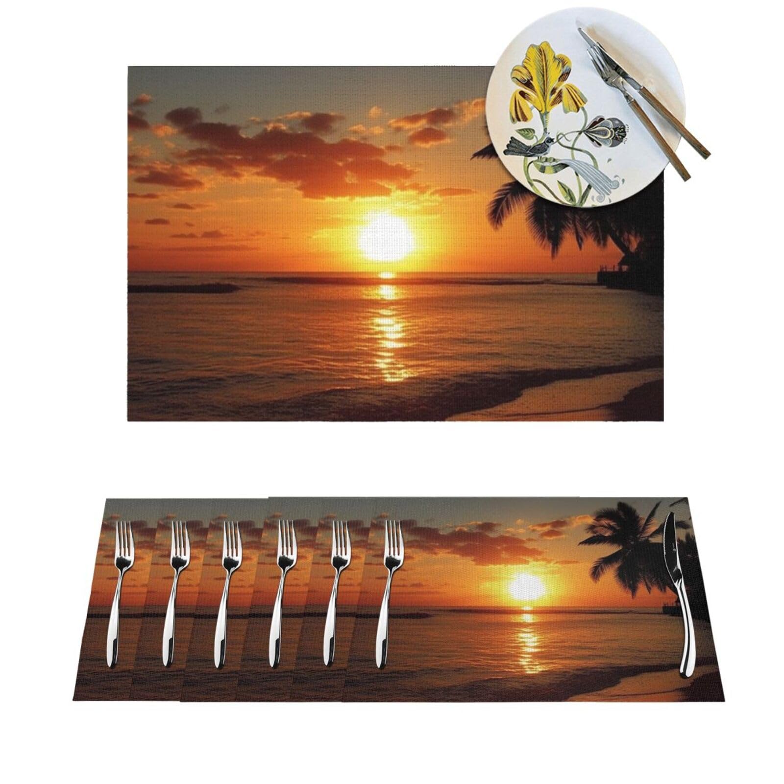 Tapis de table résistant à la chaleur lot de 6 sets de table antidérapants lavables en PVC