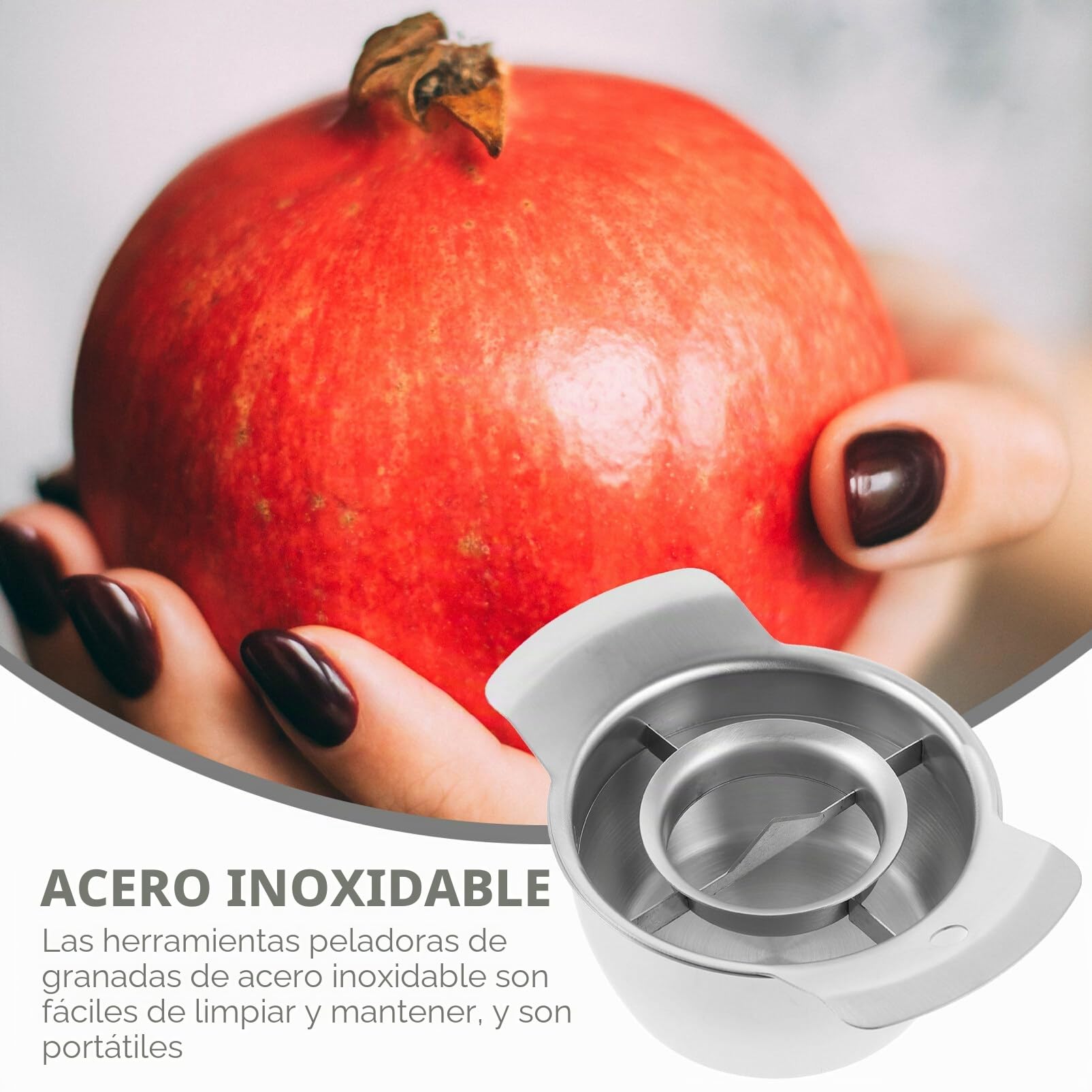 UPKOCH Pelador de granada, herramienta antideslizante para eliminar granos de granada, pelador de frutas de acero inoxidable