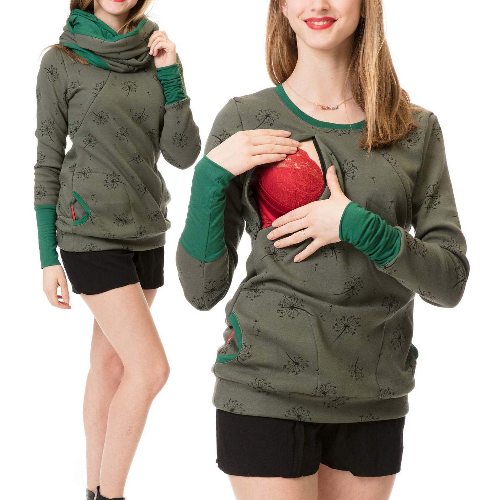 Sweat-shirt-Top Sweat à Capuche Enceinte Allaitement Femmes Pull Maternité Chemisier de Maternité Bio Pull Femme