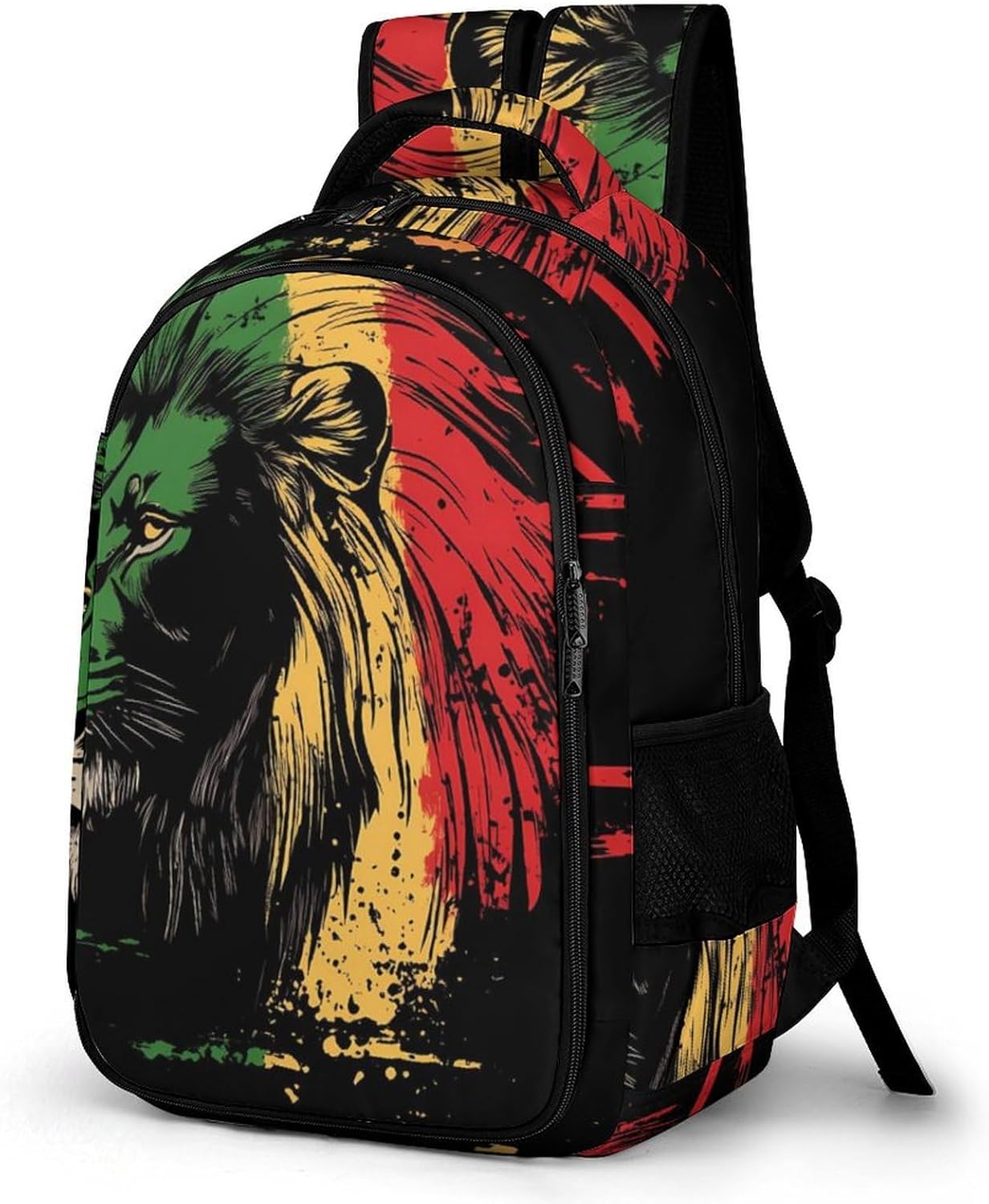 Rasta Lion Rastafari Jamaica Unisex Backpack Casual Daypacks Dual Compartment Shoulders Bag for Camping Hiking Travel Gear