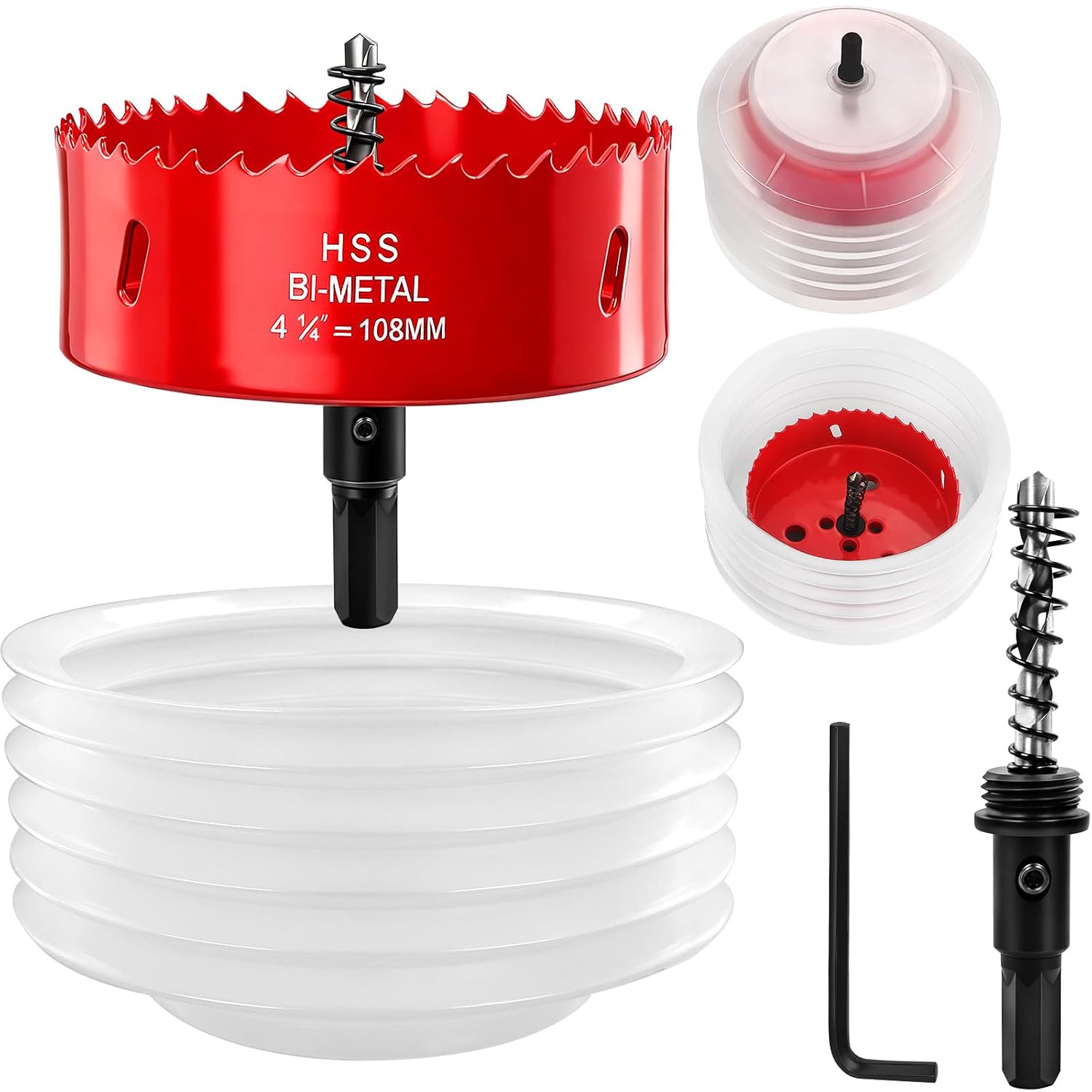 Doaho 6 1/4 Inch Hole Saw for Recessed Lights with Dust Bowl,Bi-Metal Construction 6.25 in (159mm) Hole Saw for LED Recessed Lighting,Wood and Plastic